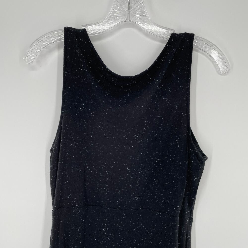 ERIC + LANI Black Heather Sleeveless Asym Hem T-shirt Lined Maxi Sheath Dress L - Picture 6 of 14